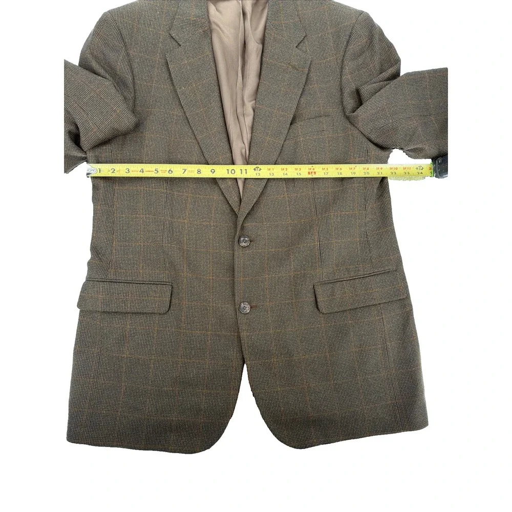 Vtg Classics by Bill Blass Brown Plaid Wool Blazer Sport Coat Jacket Mens 43L